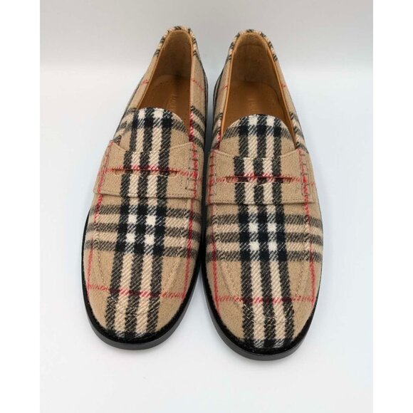 Burberry Men’s Hackney Check Wool Loafers Archive Beige EU42 8071912 - Picture 2 of 11